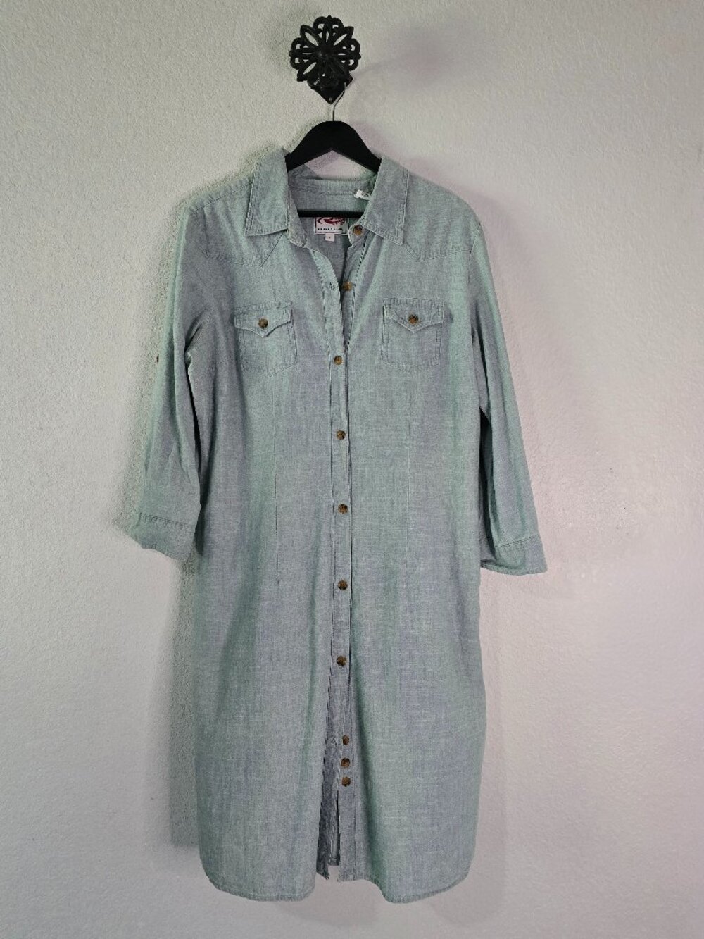 Roper Chambray Western Maxi Shirt Dress Size L